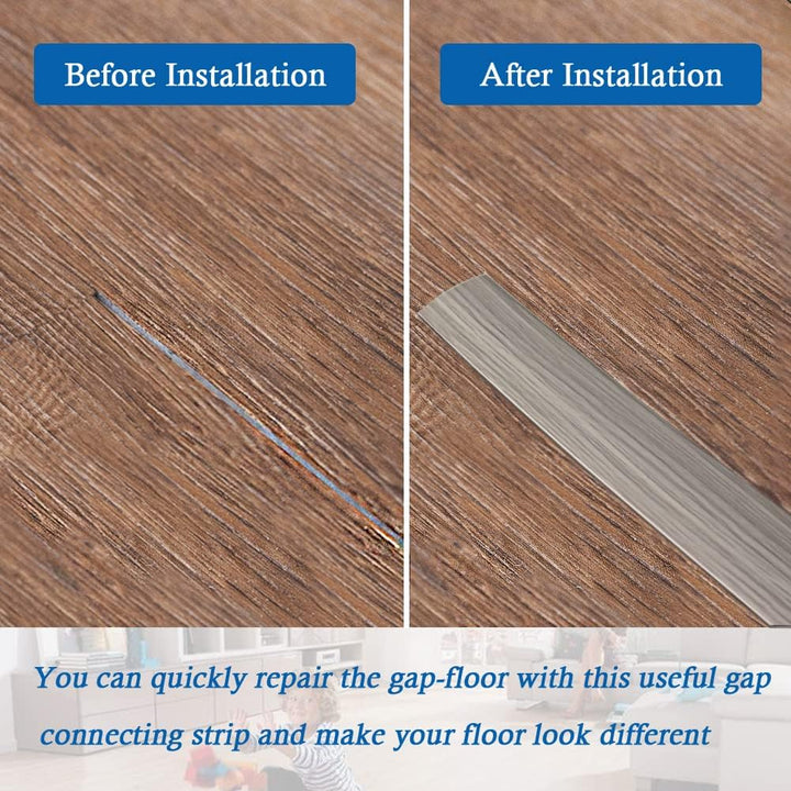 Floor Transition Strip Self Adhesive Floor Cover Strips Laminate 2" Wide Vinyl Flat Divider Transitions Elegant Wood Grain Design (5cm, 20Ft, Dark Gray) - Just Closeouts Canada Inc.