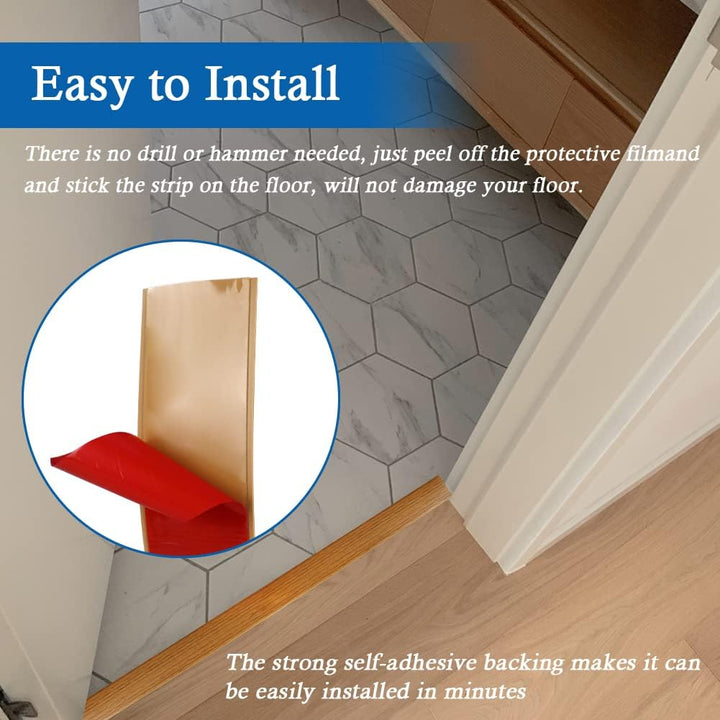 Floor Transition Strip Self Adhesive Flooring Transitions 2" Wide Vinyl Flat Divider Elegant Wood Grain Design (6.56Ft, Light Brown) - Just Closeouts Canada Inc.