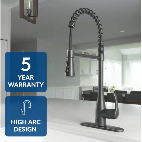 FLOW Motion Activated & Manual Single - Handle Pull - Down Spring Neck Sprayer Kitchen Faucet, Oil Rubbed Bronze - Just Closeouts Canada Inc.