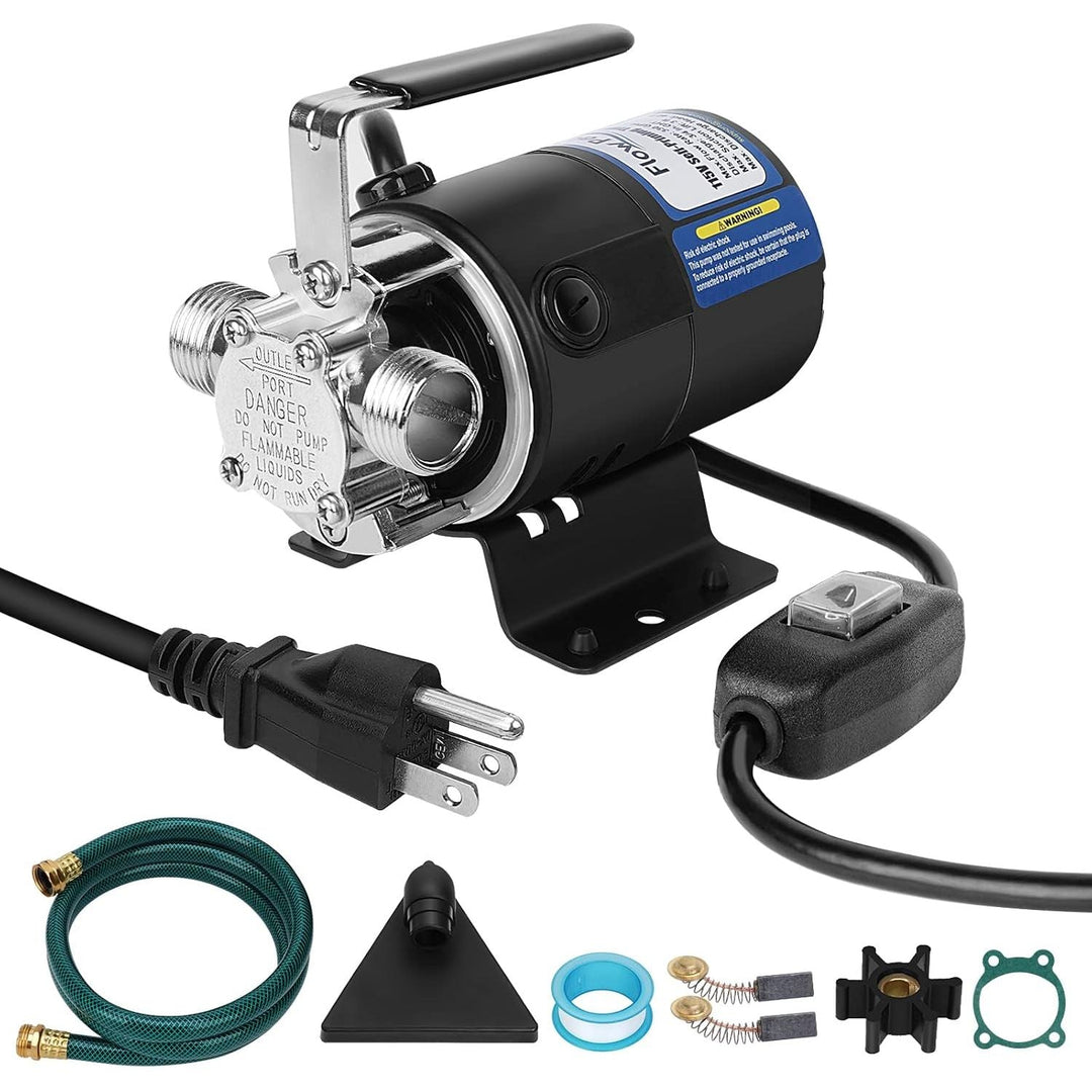 FLOWPAC 115V Water Transfer Pump With Convenient Switch,1/10 HP 330 GPH with 3/4 inch Ports Suction Hose Water Pump - New upgrade - Just Closeouts Canada Inc.