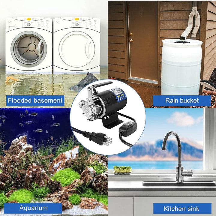 FLOWPAC 115V Water Transfer Pump With Convenient Switch,1/10 HP 330 GPH with 3/4 inch Ports Suction Hose Water Pump - New upgrade - Just Closeouts Canada Inc.