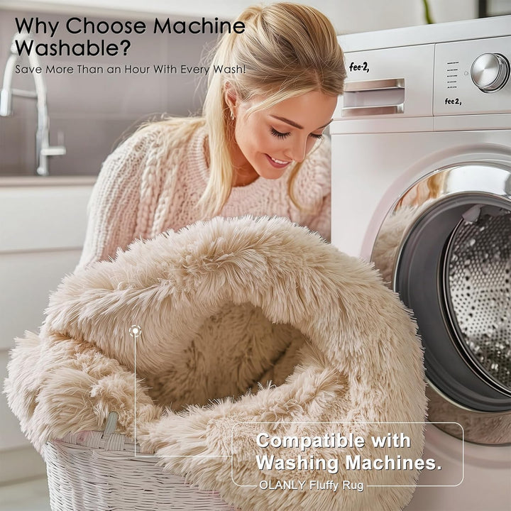 Fluffy Area Rug for Living Room Bedroom, 8x10 Feet Soft Shaggy Non - Slip Carpet, Indoor Modern Plush Area Rugs for Kids Girls and Boys, Dorms, Nursery Rooms, Home Decor, Beige - Just Closeouts Canada Inc.