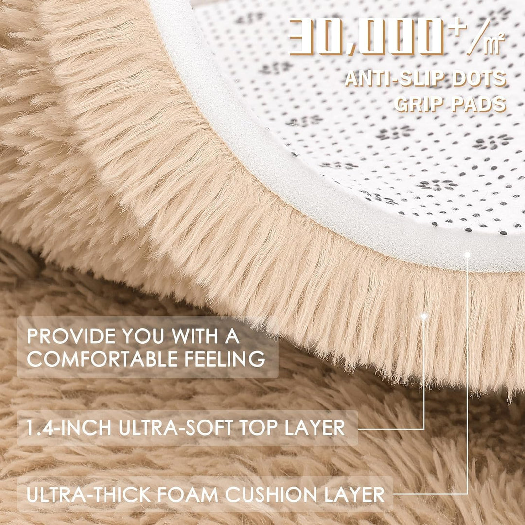 Fluffy Area Rug for Living Room Bedroom, 8x10 Feet Soft Shaggy Non - Slip Carpet, Indoor Modern Plush Area Rugs for Kids Girls and Boys, Dorms, Nursery Rooms, Home Decor, Beige - Just Closeouts Canada Inc.