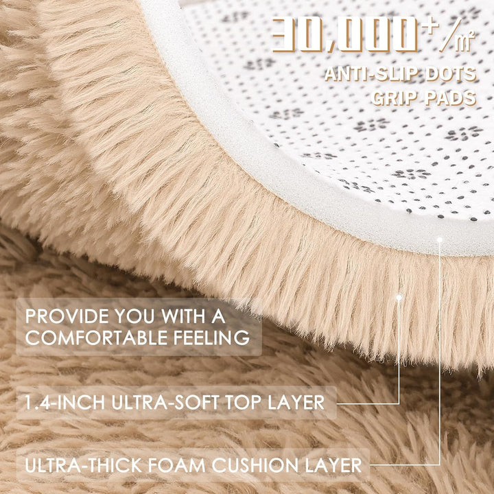 Fluffy Area Rug for Living Room Bedroom, 8x10 Feet Soft Shaggy Non - Slip Carpet, Indoor Modern Plush Area Rugs for Kids Girls and Boys, Dorms, Nursery Rooms, Home Decor, Beige - Just Closeouts Canada Inc.