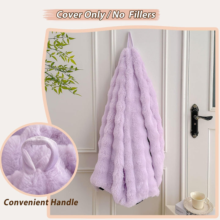 Fluffy Faux Rabbit Fur Bean Bag Cover (No Filler), Big Fuzzy Stuffed Animal Storage Bubble Waffle Bean Bag Chair for Plush Toys, Comfy Shaggy Furry Beanbag Cover Kids Girls Adults, Lavender - Just Closeouts Canada Inc.X004OCBDDT