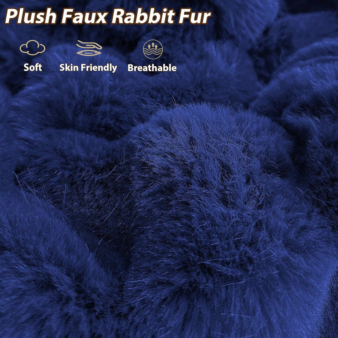 Fluffy Faux Rabbit Fur Bean Bag Cover (No Filler), Soft Fuzzy Stuffed Animal Storage Bubble Large Bean Bag Chair Home Decoration, Comfy Shaggy Furry Beanbag Cover Kids Adults, Navy Blue - Just Closeouts Canada Inc.