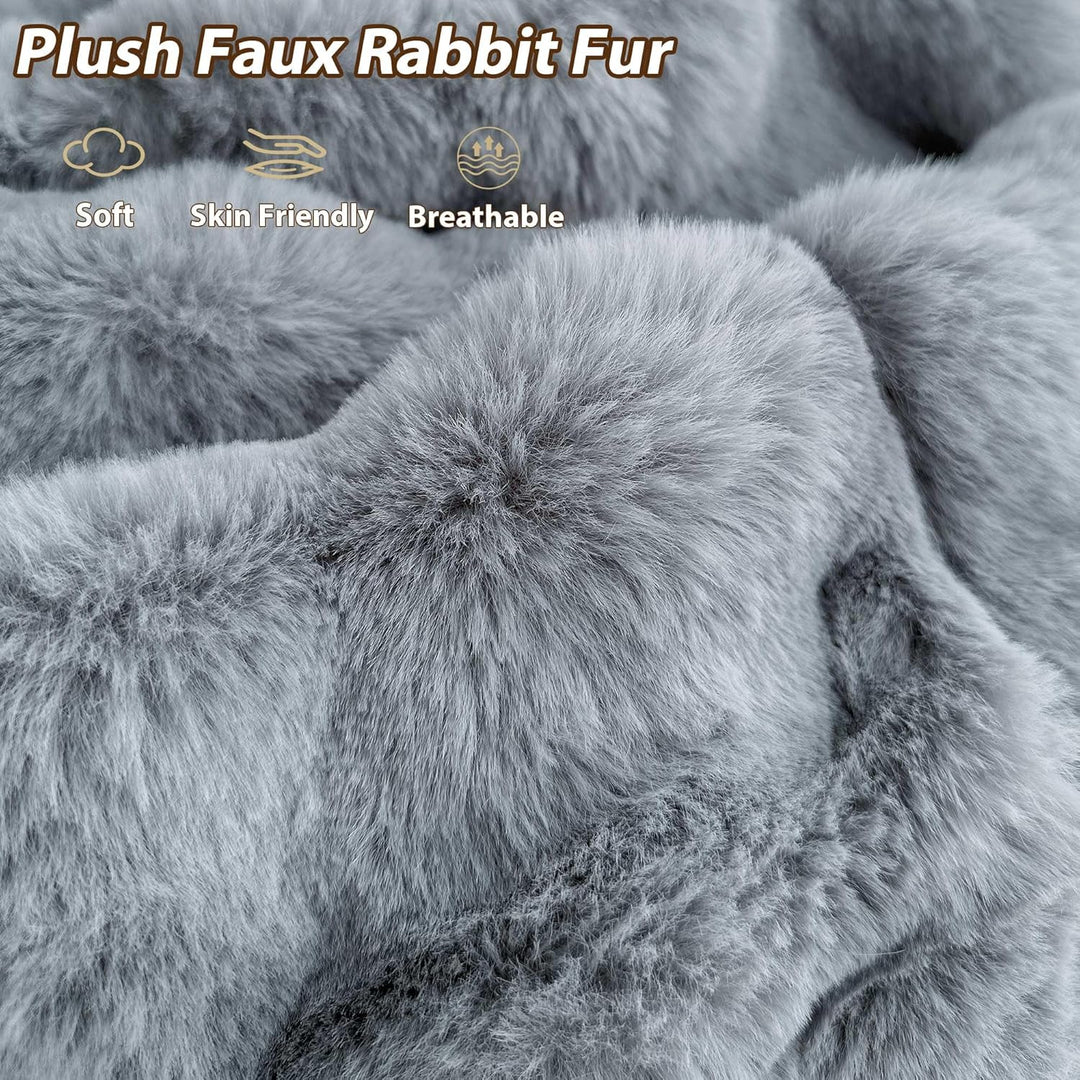 Fluffy Faux Rabbit Fur Bean Bag Cover (No Filler), Soft Stuffed Fuzzy Animal Storage Bubble Bean Bag Chair for Plush Toys, Grey Shaggy Furry Beanbag Cover Kids Girls Adults 3ft, Light Grey - Just Closeouts Canada Inc.