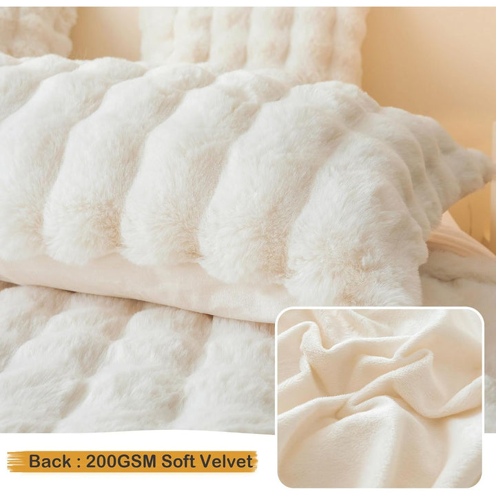 Fluffy Faux Rabbit Fur Body Pillow Cover, Luxury Ivory Bubble Shaggy Plush Bed Body Pillowcase with Zipper Closure, Long 20"x54" Fuzzy Furry Pillow Case for Adults Kids Girls Teens, Beige - Just Closeouts Canada Inc.X004LYX0I1