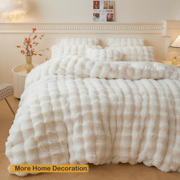 Fluffy Faux Rabbit Fur Body Pillow Cover, Luxury Ivory Bubble Shaggy Plush Bed Body Pillowcase with Zipper Closure, Long 20"x54" Fuzzy Furry Pillow Case for Adults Kids Girls Teens, Beige - Just Closeouts Canada Inc.X004LYX0I1