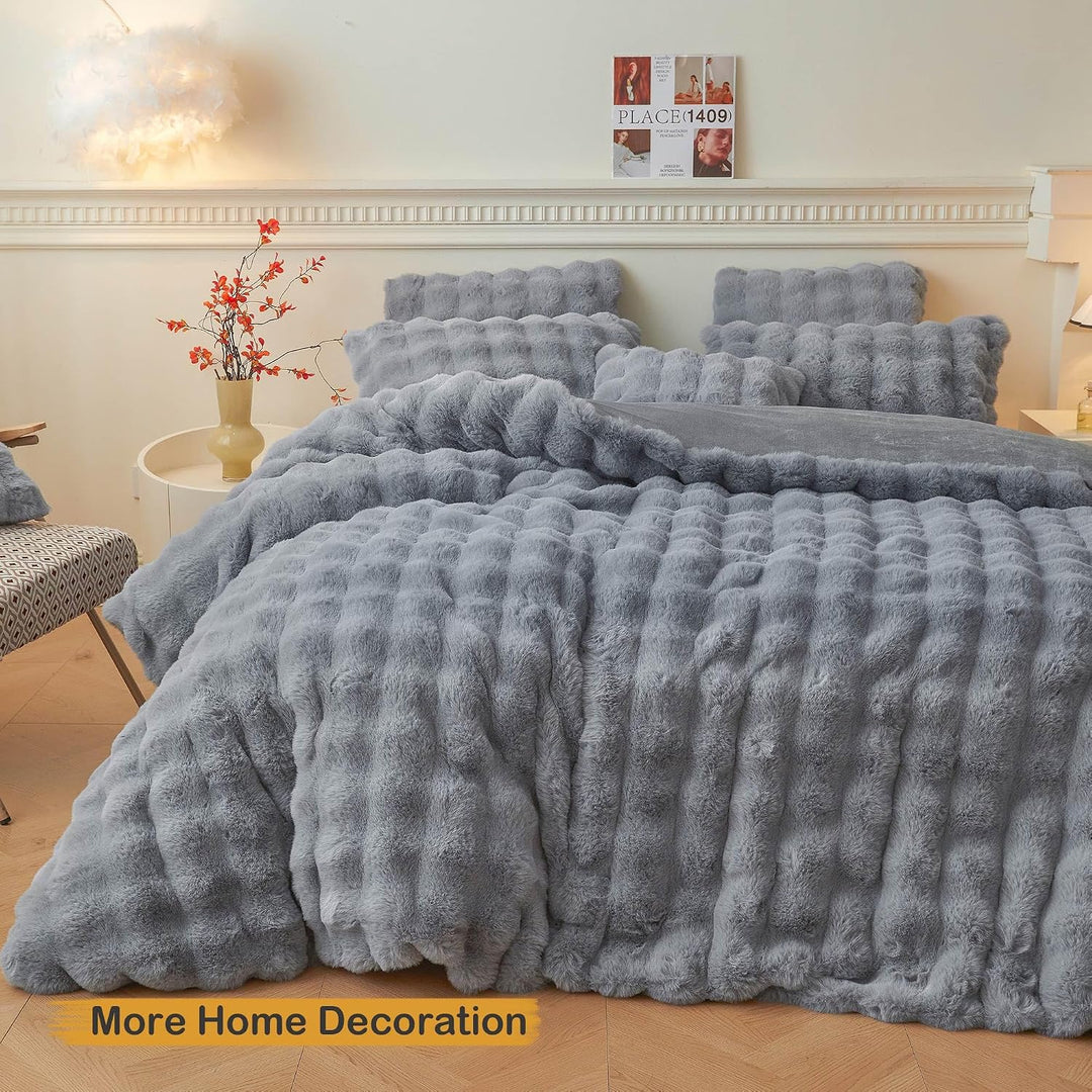 Fluffy Faux Rabbit Fur Body Pillow Cover, Soft Cute Bubble Shaggy Plush Bed Body Pillowcase with Zipper Closure, Long 20"x54" Fuzzy Furry Pillow Case for Pregnancy Side Sleeper, Light Grey - Just Closeouts Canada Inc.X004LYWZ8H