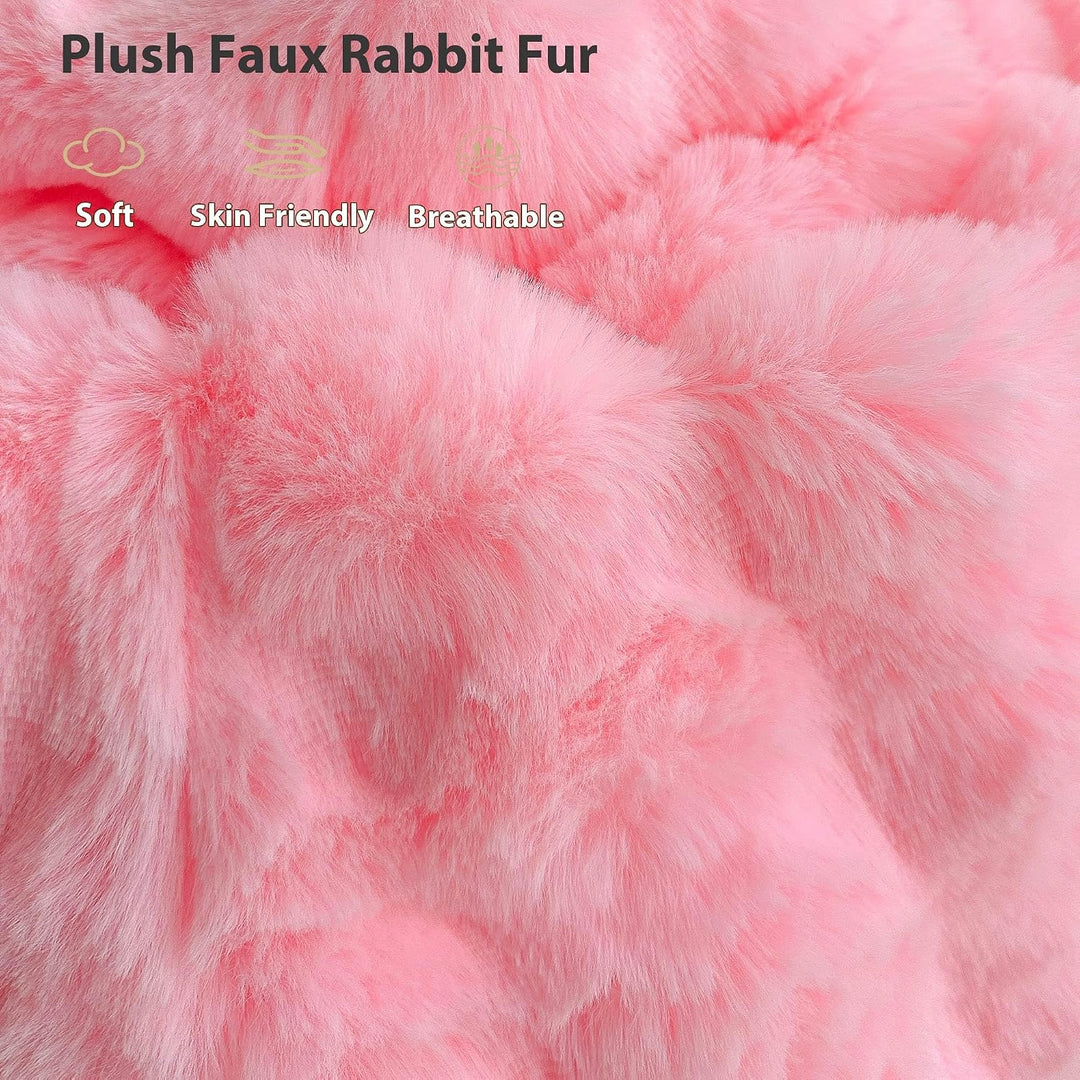 Fluffy Faux Rabbit Fur Body Pillow Cover, Soft Cute Bubble Waffle Shaggy Plush Bed Body Pillowcase with Zipper Closure, Long 20"x54" Fuzzy Furry Pillow Case for Pregnancy Side Sleeper, Pink - Just Closeouts Canada Inc.X004LZ43XL