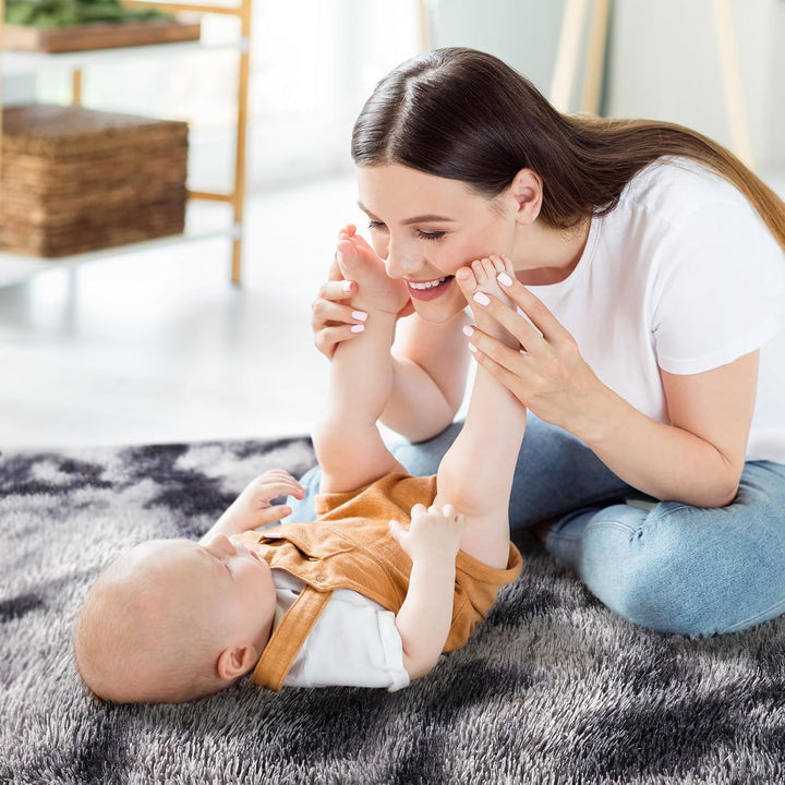 Fluffy Soft Rug for Living Room, 5x7 Indoor Modern Area Rugs Fluffy Bedroom, Thick Large Carpets for Kids Bedroom Home Decor Nursery Rug, High Pile Soft Throw Rug, Anti - Skid, Tie - Dyed Dark Grey - Just Closeouts Canada Inc.