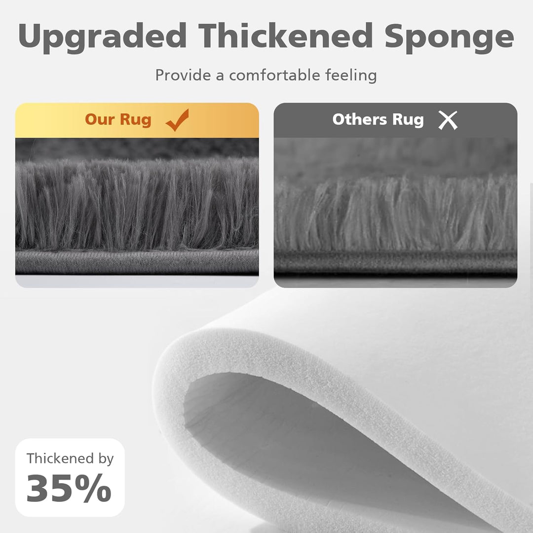 Fluffy Soft Rug for Living Room, 5x7 Indoor Modern Area Rugs Fluffy Bedroom, Thick Large Carpets for Kids Bedroom Home Decor Nursery Rug, High Pile Soft Throw Rug, Anti - Skid, Tie - Dyed Dark Grey - Just Closeouts Canada Inc.