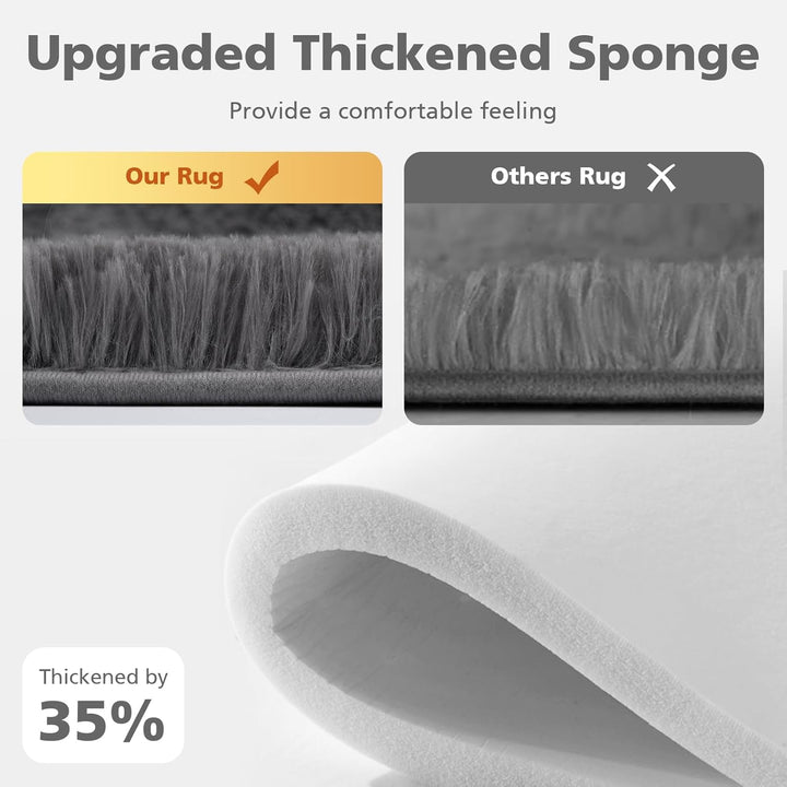 Fluffy Soft Rug for Living Room, 5x7 Indoor Modern Area Rugs Fluffy Bedroom, Thick Large Carpets for Kids Bedroom Home Decor Nursery Rug, High Pile Soft Throw Rug, Anti - Skid, Tie - Dyed Dark Grey - Just Closeouts Canada Inc.