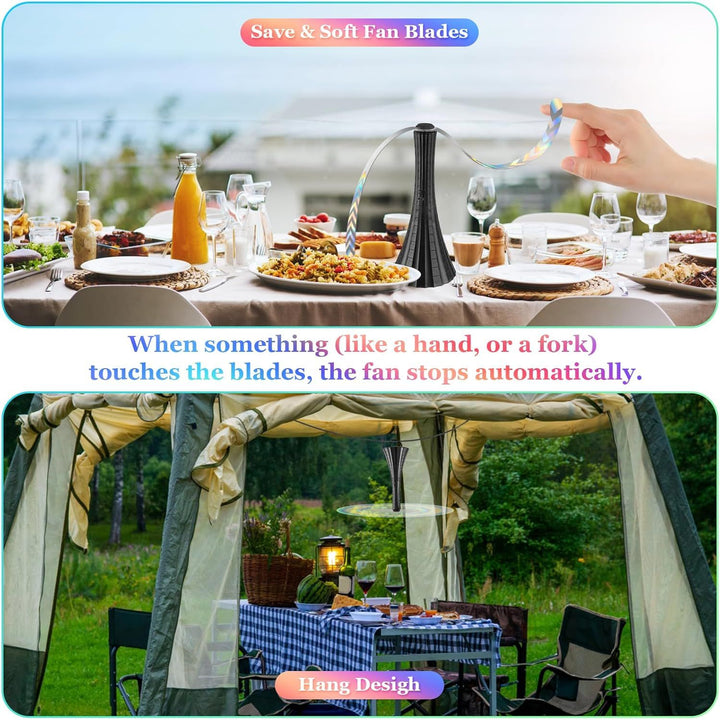 Fly Fans for Outdoor Tables Rechargeable, 1800mah Large Capacity Fly Fans for Tables, Chemical - Free Fly Fan with Soft Blades, Food Fans, 2PCS - Just Closeouts Canada Inc.