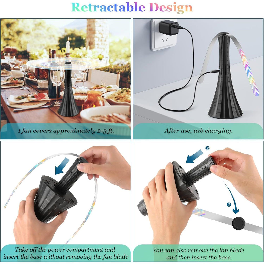 Fly Fans for Outdoor Tables Rechargeable, 1800mah Large Capacity Fly Fans for Tables, Chemical - Free Fly Fan with Soft Blades, Food Fans, 2PCS - Just Closeouts Canada Inc.