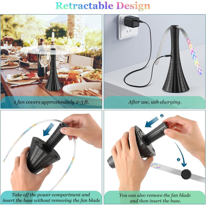 Fly Fans for Outdoor Tables Rechargeable, 1800mah Large Capacity Fly Fans for Tables, Chemical - Free Fly Fan with Soft Blades, Food Fans, 2PCS - Just Closeouts Canada Inc.