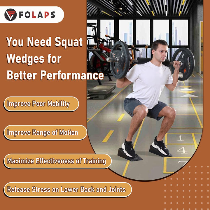 Folaps Folaps Squat Wedge Block for Heel Elevated Squat, Weightlifting Calf S ...