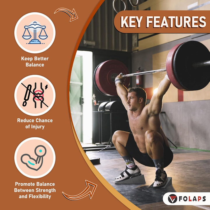 Folaps Squat Wedge Block for Heel Elevated Squat, Weightlifting Calf Stretcher Slant Board for Squat Improve Mobility Balance and Strength Performance - Just Closeouts Canada Inc.