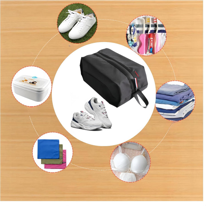 Foldable Shoe Bags, Shoe Bags for Travel, Water-Resistant Travel Shoe Pouch with Zipper, Lightweight & Portable Shoe Storage Organizer (Black) - Just Closeouts Canada Inc.