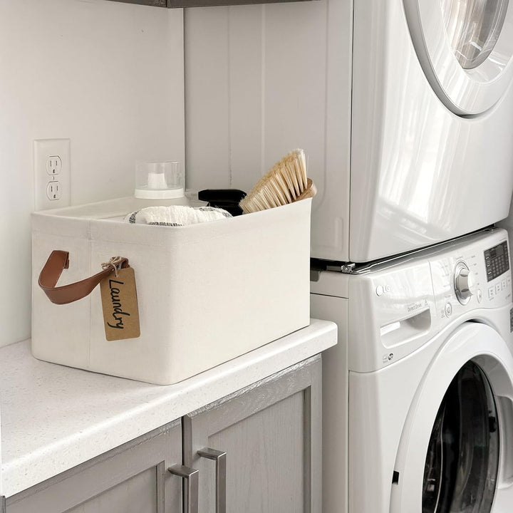 Foldable Storage Bins Cubes Organizer, Closet Bins for Organization, Fabric Storage Baskets for Shelves ,14.75" L x 10.25" W x 8.25" H, Beige, 2 - Pack - Just Closeouts Canada Inc.