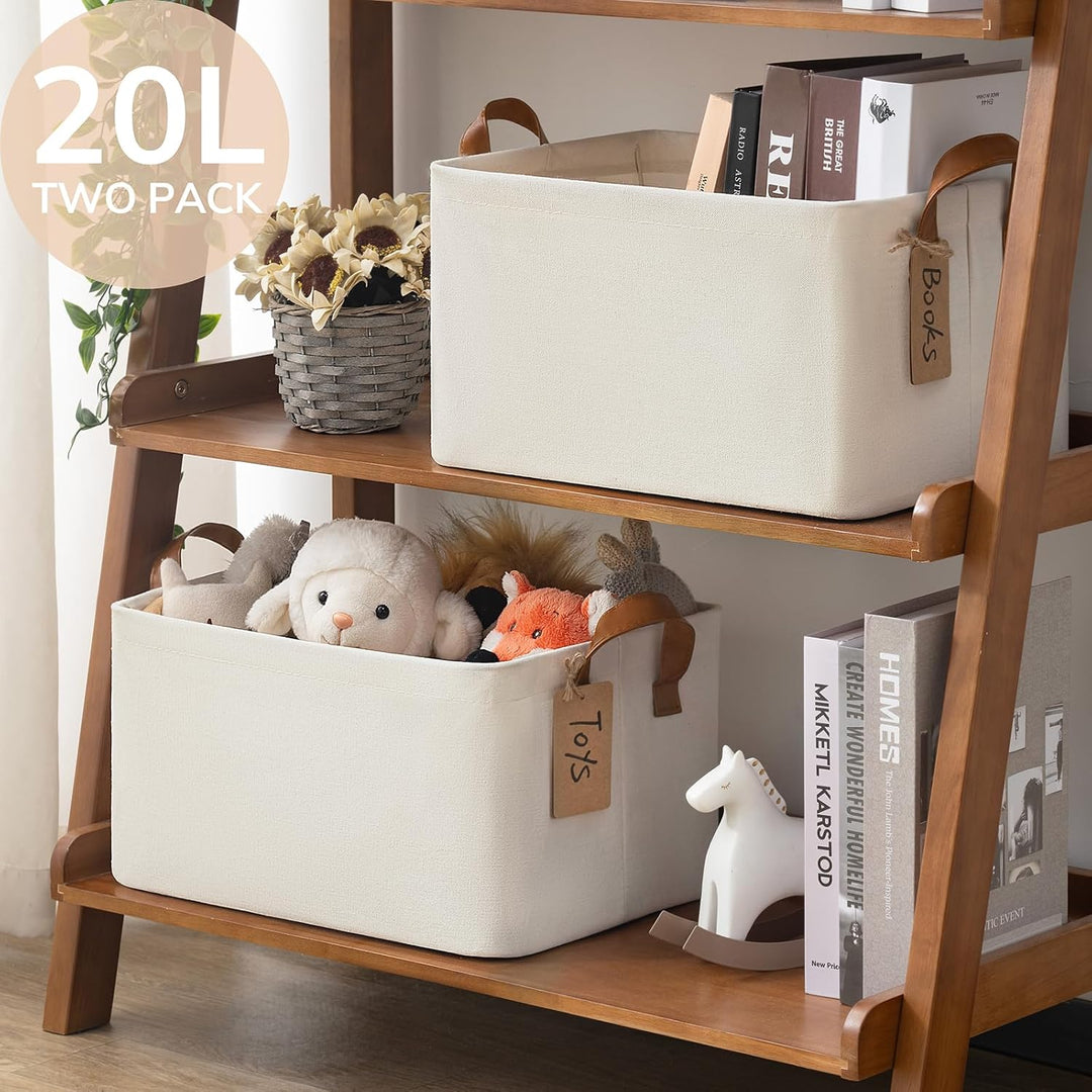 Foldable Storage Bins Cubes Organizer, Closet Bins for Organization, Fabric Storage Baskets for Shelves ,14.75" L x 10.25" W x 8.25" H, Beige, 2 - Pack - Just Closeouts Canada Inc.