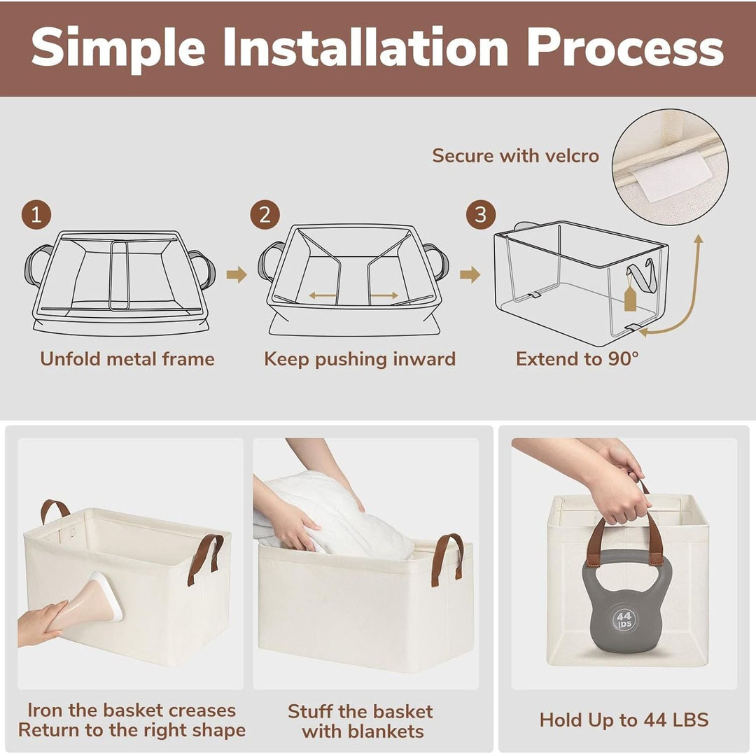 Foldable Storage Bins Cubes Organizer, Closet Bins for Organization, Fabric Storage Baskets for Shelves ,14.75" L x 10.25" W x 8.25" H, Beige, 2 - Pack - Just Closeouts Canada Inc.