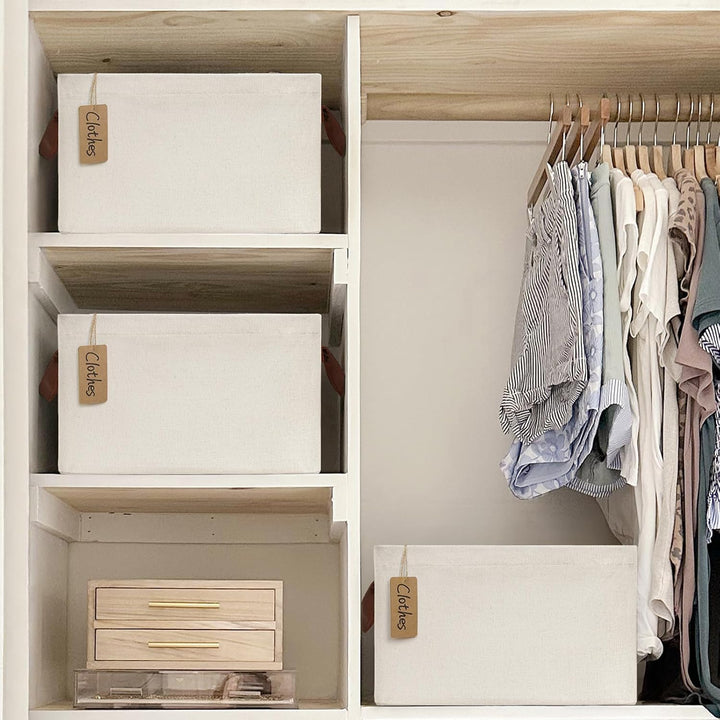 Foldable Storage Bins Cubes Organizer, Closet Bins for Organization, Fabric Storage Baskets for Shelves ,14.75" L x 10.25" W x 8.25" H, Beige, 2 - Pack - Just Closeouts Canada Inc.
