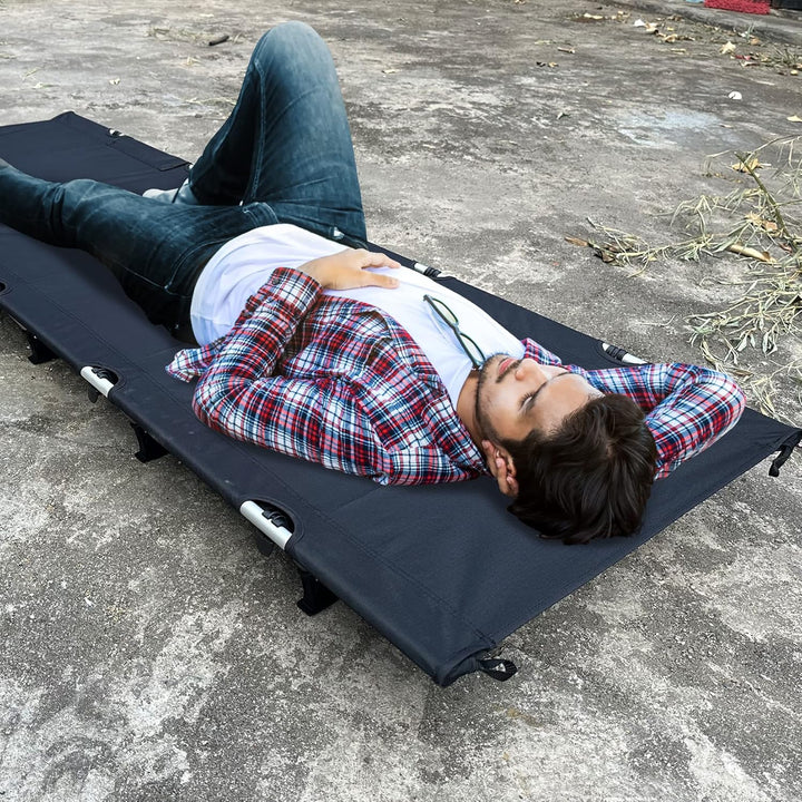Folding Camping Cot Portable Outdoor Bed Comfortable Sleeping Cots with Storage Bag Fits Single Air Mattress Pad - Just Closeouts Canada Inc.