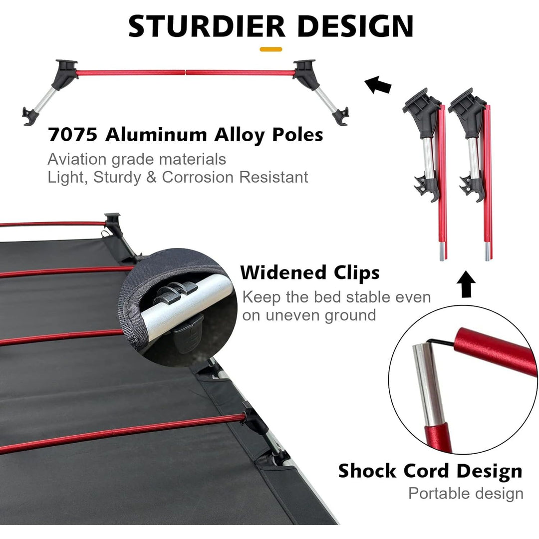 Folding Camping Cot Portable Outdoor Bed Comfortable Sleeping Cots with Storage Bag Fits Single Air Mattress Pad - Just Closeouts Canada Inc.