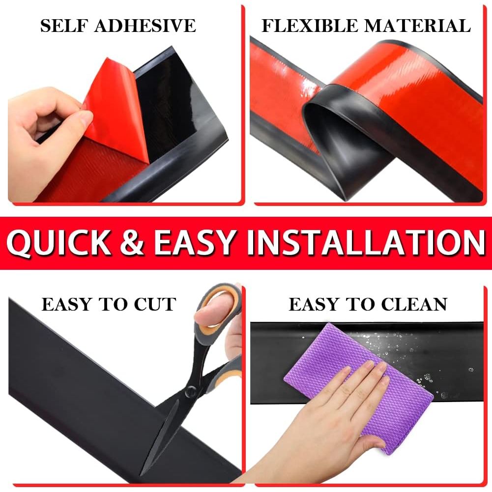 FONUNO Vinyl Wall Base Baseboard Molding Trim 4" Flexible Self Adhesive Rubber Wall Base Moulding Trim Peel and Stick Design, 4 Inch x 40 Feet, Black - Just Closeouts Canada Inc.