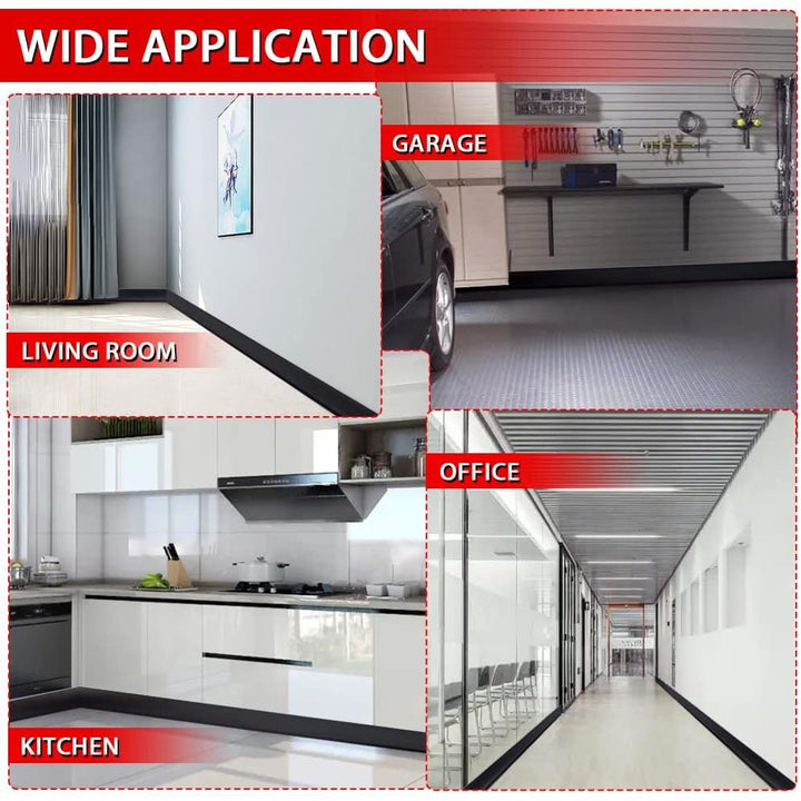 FONUNO Vinyl Wall Base Baseboard Molding Trim 4" Flexible Self Adhesive Rubber Wall Base Moulding Trim Peel and Stick Design, 4 Inch x 40 Feet, Black - Just Closeouts Canada Inc.