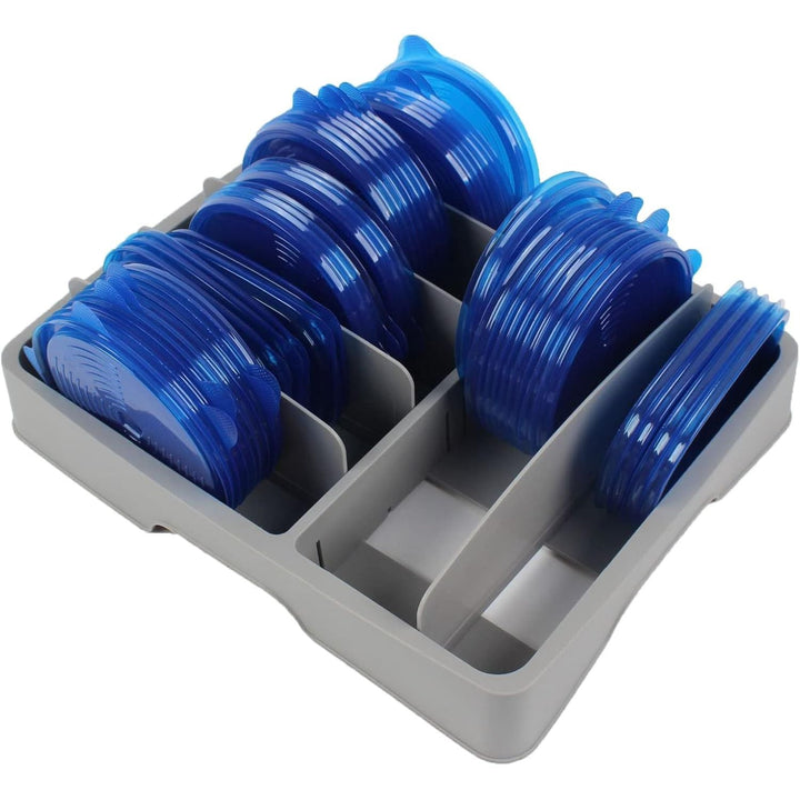 Food Container Lid Organizer - Adjustable Plastic Lid Storage for Kitchen Cabinets - Size 13x10.4inch Grey - Just Closeouts Canada Inc.