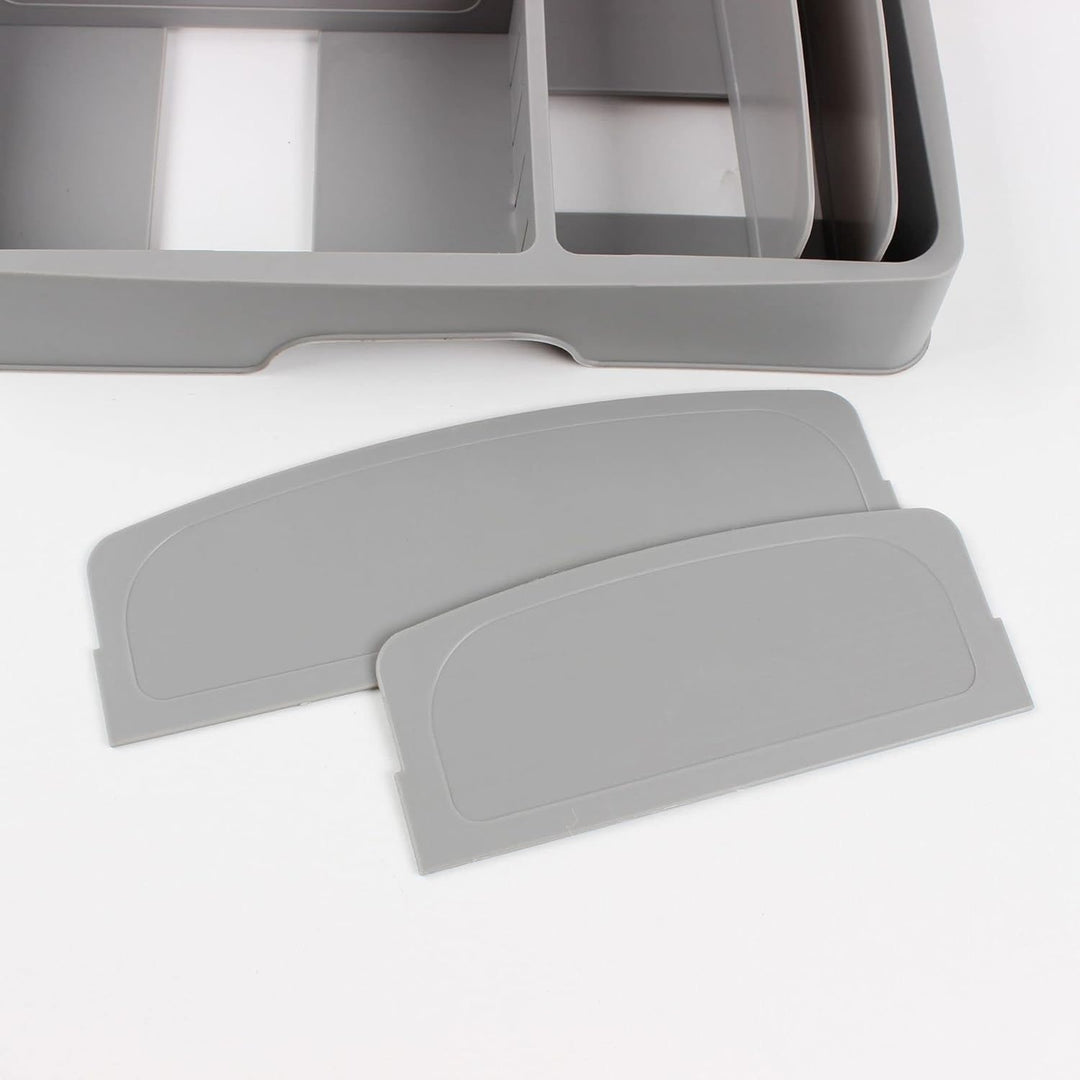 Food Container Lid Organizer - Adjustable Plastic Lid Storage for Kitchen Cabinets - Size 13x10.4inch Grey - Just Closeouts Canada Inc.
