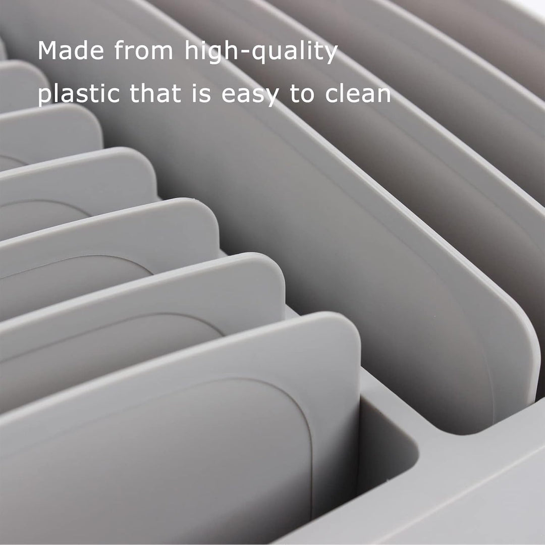 Food Container Lid Organizer - Adjustable Plastic Lid Storage for Kitchen Cabinets - Size 13x10.4inch Grey - Just Closeouts Canada Inc.