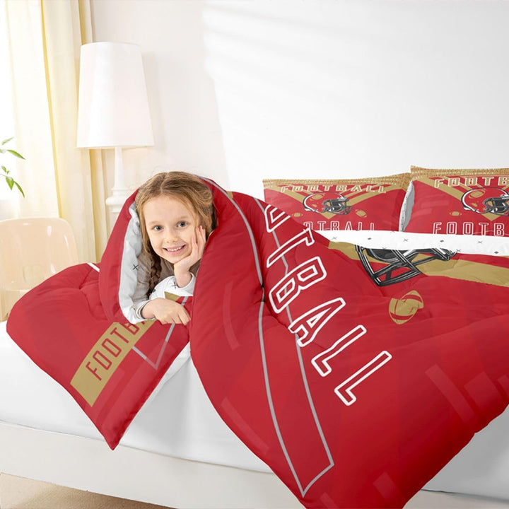 Football Bedding Set Boys Girls Twin Size Comforter Set Sports Themed Women Men Football City Duvet Quilt Rugby Sports Red Brown Room Decor - Just Closeouts Canada Inc.X004NU3S03