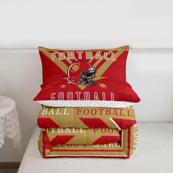 Football Bedding Set Boys Girls Twin Size Comforter Set Sports Themed Women Men Football City Duvet Quilt Rugby Sports Red Brown Room Decor - Just Closeouts Canada Inc.X004NU3S03