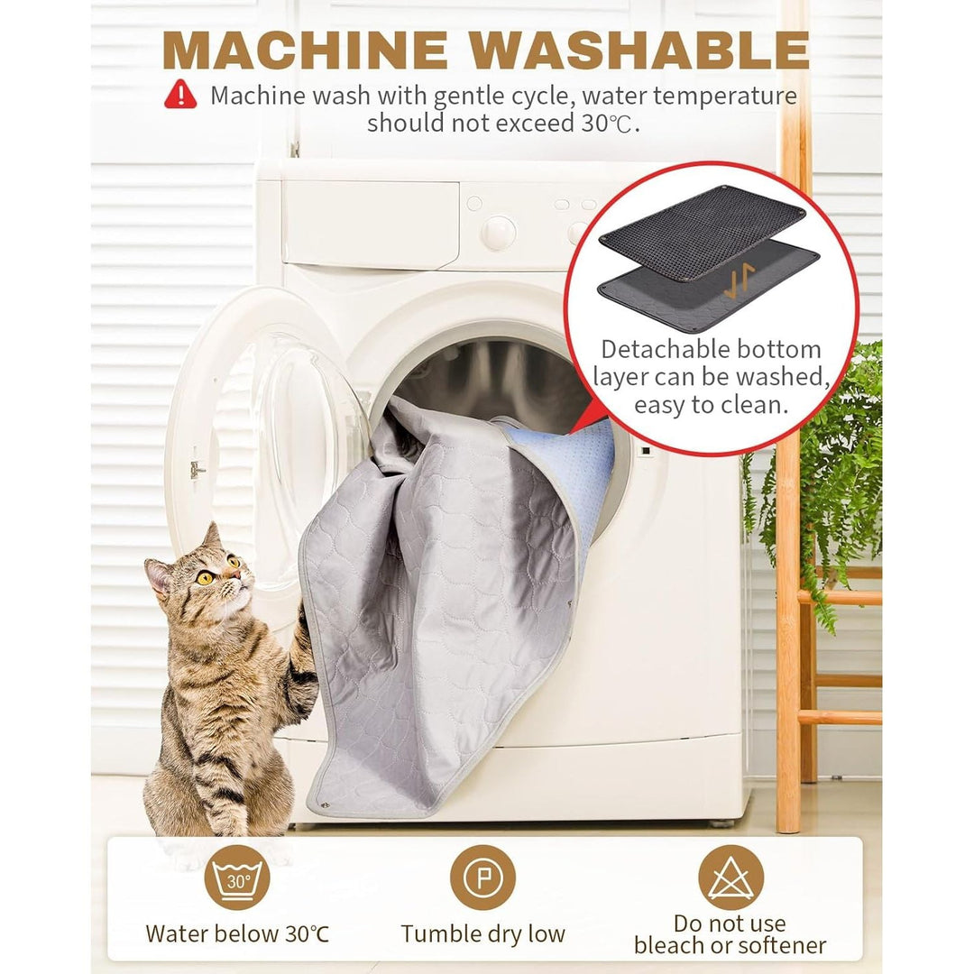 Fostanfly Cat Litter Mat Size 114 × 68 cm, Machine Washable Extra Large Honeycomb Double Layer Cat Litter Trapping Mat, Easy to Clean, Waterproof Urine Proof Anti - slip for Floor - Black - Just Closeouts Canada Inc.