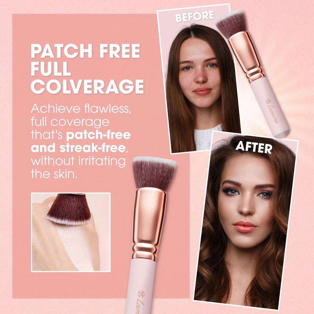 Foundation Brush Flat Top Kabuki - Perfect For Blending Liquid Makeup, Cream or Flawless Powder Cosmetics - Buffing, Stippling, Concealer - Premium Quality Synthetic Dense Bristles - Just Closeouts Canada Inc.