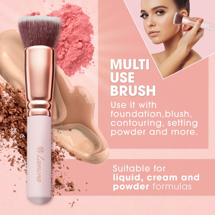 Foundation Brush Flat Top Kabuki - Perfect For Blending Liquid Makeup, Cream or Flawless Powder Cosmetics - Buffing, Stippling, Concealer - Premium Quality Synthetic Dense Bristles - Just Closeouts Canada Inc.