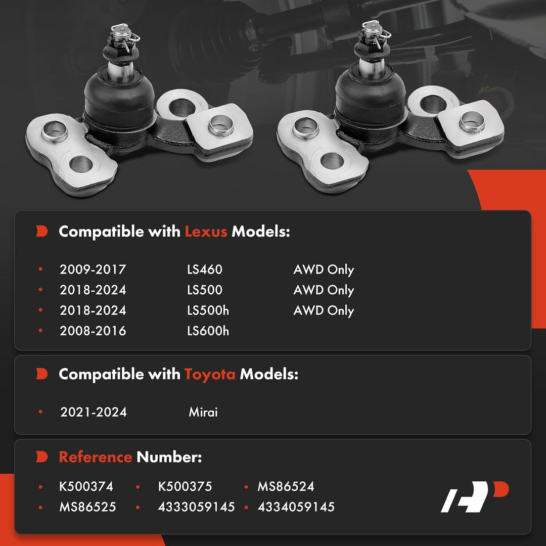 Front Lower Forward Ball Joints, Pair, for Toyota Mirai & Lexus LS - Just Closeouts Canada Inc.