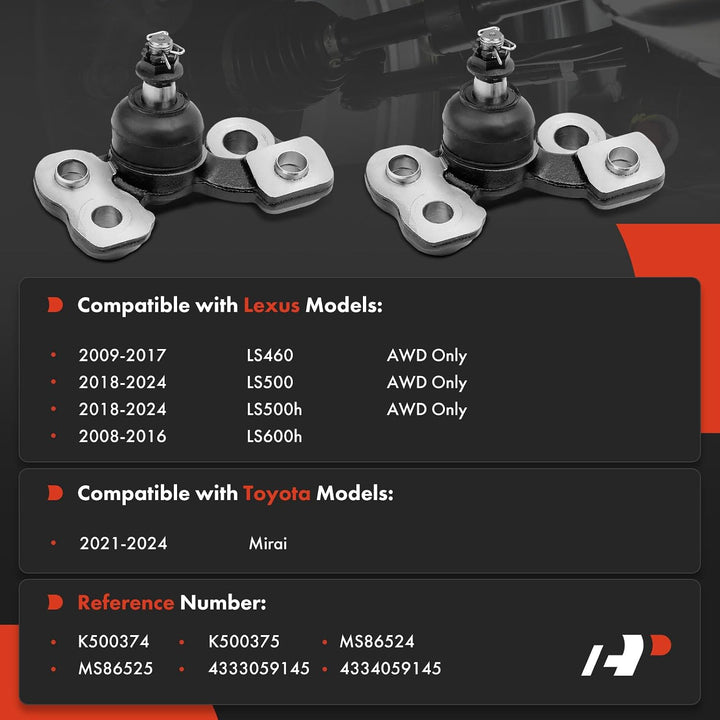 Front Lower Forward Ball Joints, Pair, for Toyota Mirai & Lexus LS - Just Closeouts Canada Inc.