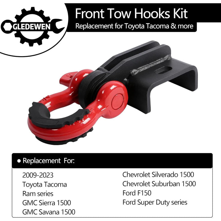 Front Tow Hook Demon, Compatible with 2009 - 2023 Toyota Tacoma, with 3/4" D Ring Shackle (2 Pack), with 7/8" Screw Pin and Shackle Isolator & Washers, Front Tow Hook Bracket, Front Tow Shackle - Just Closeouts Canada Inc.