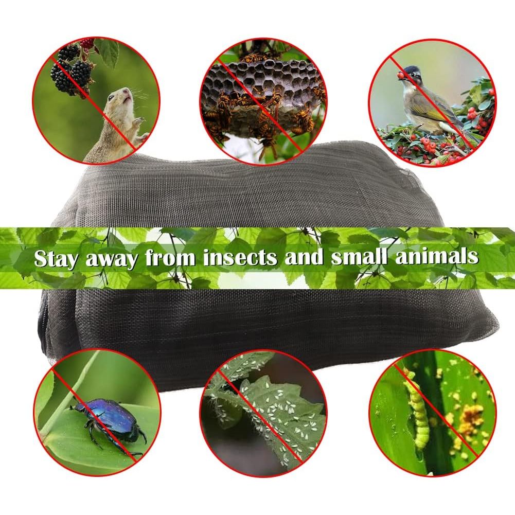 Fruit Tree Netting Covers with Zipper to Protect from Squirrels and Birds Large Netting for Fruit Trees Net Protection, White, 8' x 8', 1 Pack, Black - Just Closeouts Canada Inc.
