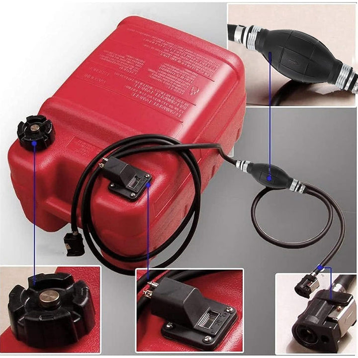 Fuel Gas Line Assembly, 3/8in Boat Motor Fuel Gas Line Hose with Primer Bulb Connector for OMC Johnson Evinrude,Yamaha, Boat, RV, Caravan, Marine, Tractor - Just Closeouts Canada Inc.