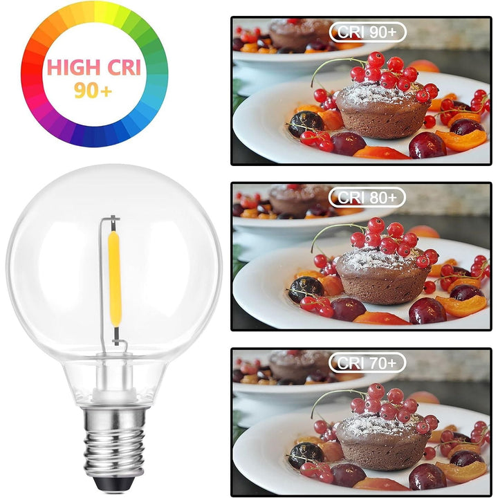 G40 Replacement Globe Bulbs E12 Screw Base Shatterproof 1W String Light Bulbs 120V Dimmable Light Bulbs 2200K 1.5 Inch Replacement Bulbs for Globe Lights, Indoor & Outdoor (50pack, Warm White) - Just Closeouts Canada Inc.X004AOZM29
