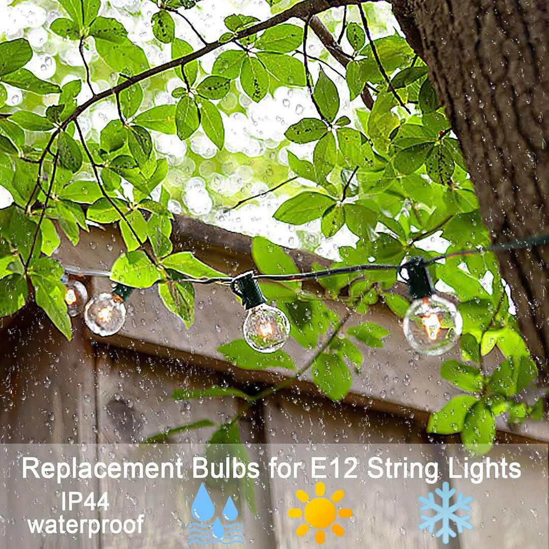 G40 Replacement Globe Bulbs E12 Screw Base Shatterproof 1W String Light Bulbs 120V Dimmable Light Bulbs 2200K 1.5 Inch Replacement Bulbs for Globe Lights, Indoor & Outdoor (50pack, Warm White) - Just Closeouts Canada Inc.X004AOZM29