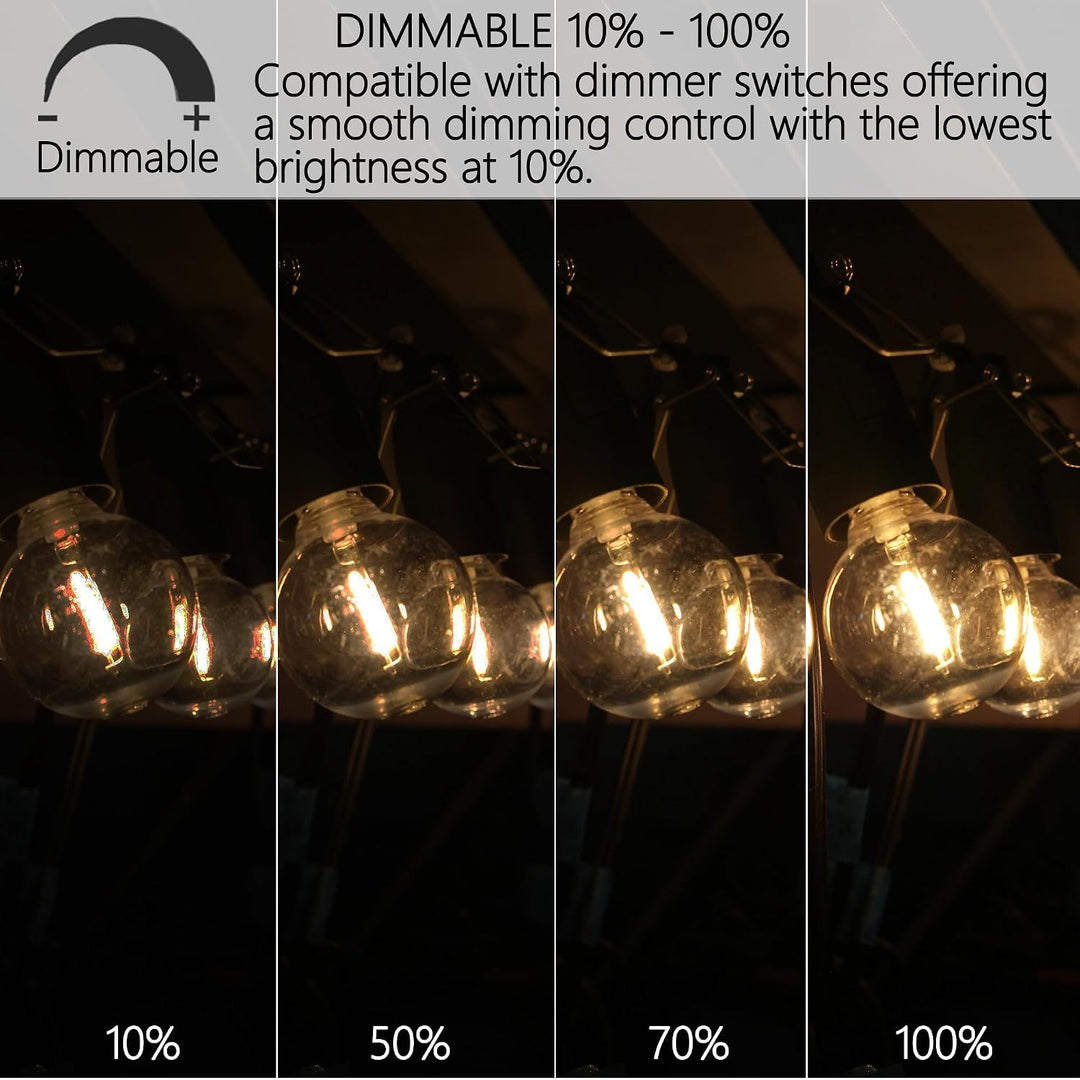 G40 Replacement Globe Bulbs E12 Screw Base Shatterproof 1W String Light Bulbs 120V Dimmable Light Bulbs 2200K 1.5 Inch Replacement Bulbs for Globe Lights, Indoor & Outdoor (50pack, Warm White) - Just Closeouts Canada Inc.X004AOZM29