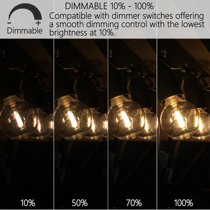 G40 Replacement Globe Bulbs E12 Screw Base Shatterproof 1W String Light Bulbs 120V Dimmable Light Bulbs 2200K 1.5 Inch Replacement Bulbs for Globe Lights, Indoor & Outdoor (50pack, Warm White) - Just Closeouts Canada Inc.X004AOZM29