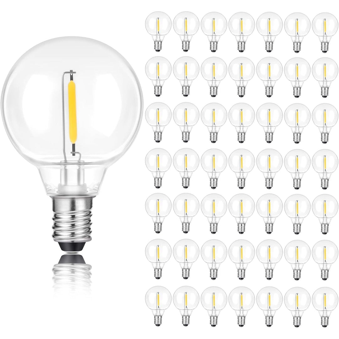 G40 Replacement Globe Bulbs E12 Screw Base Shatterproof 1W String Light Bulbs 120V Dimmable Light Bulbs 2200K 1.5 Inch Replacement Bulbs for Globe Lights, Indoor & Outdoor (50pack, Warm White) - Just Closeouts Canada Inc.X004AOZM29